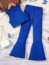 Tween Girl Twist Front Tank Top & Flare Leg Pants Set